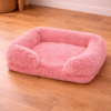 Coussin fluffy pour chien rose