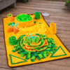 Grand tapis de fouille orange et jaune chien