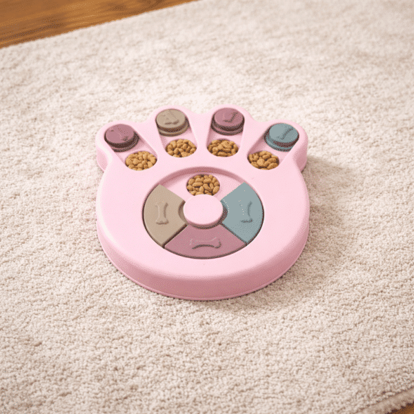 Distributeur croquette pattes rose pour petit chien