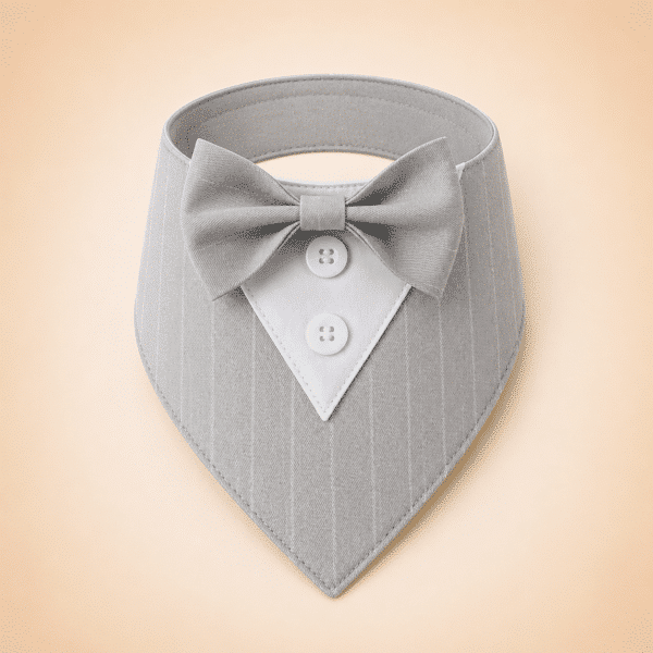 Déguisement noeud papillon gris rayé chien