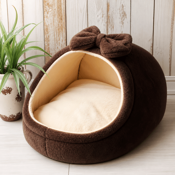 Panier marron et crème cosy petit chien