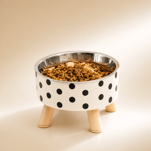 Gamelle à pois pieds en bois chien