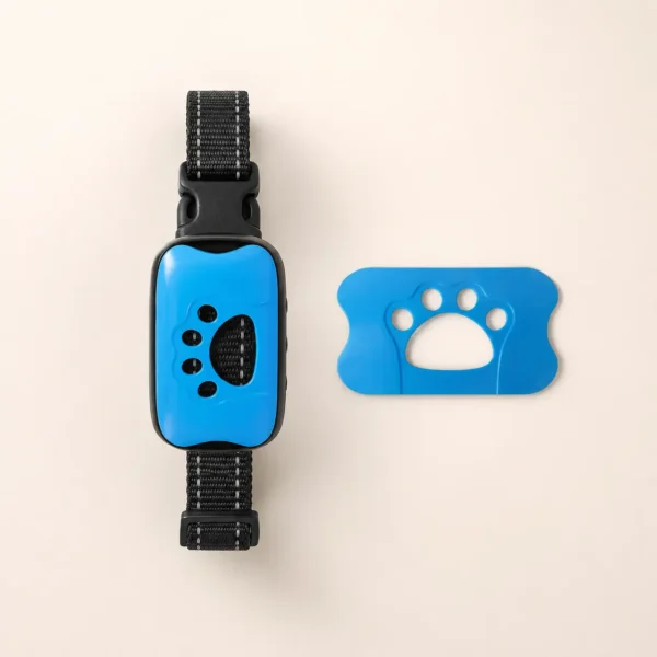 Collier pour petit chien anti-aboiement bleu