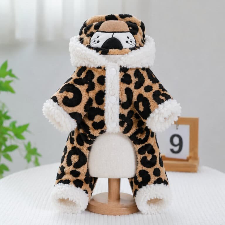 Combinaison en peluche imprimé léopard