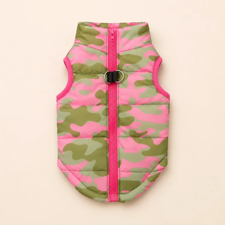 Manteau pour chien militaire rose et vert