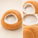 Panier igloo camel et blanc chien zoom