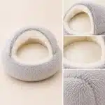 Panier igloo gris foncé et blanc chien zoom