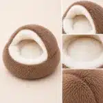 Panier igloo marron et blanc chien zoom
