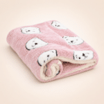 Tapis de couchage pour chien rose et blanc