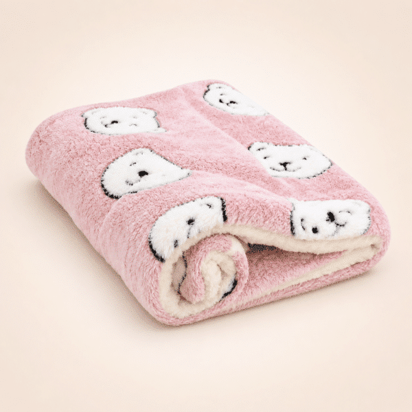 Tapis de couchage pour chien rose et blanc