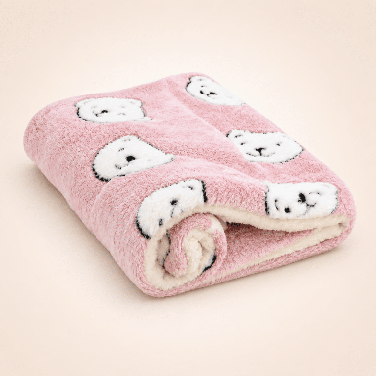 Tapis de couchage pour chien rose et blanc