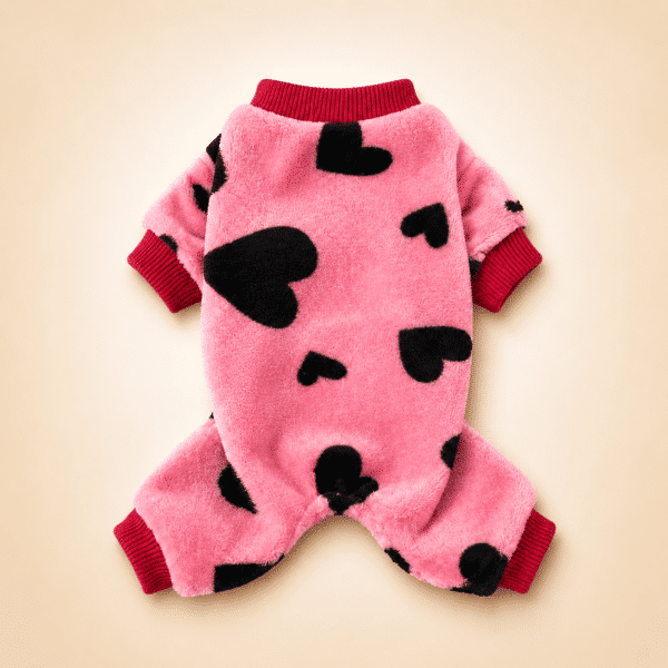 Pyjama pilou chihuahua coeur rose et noir