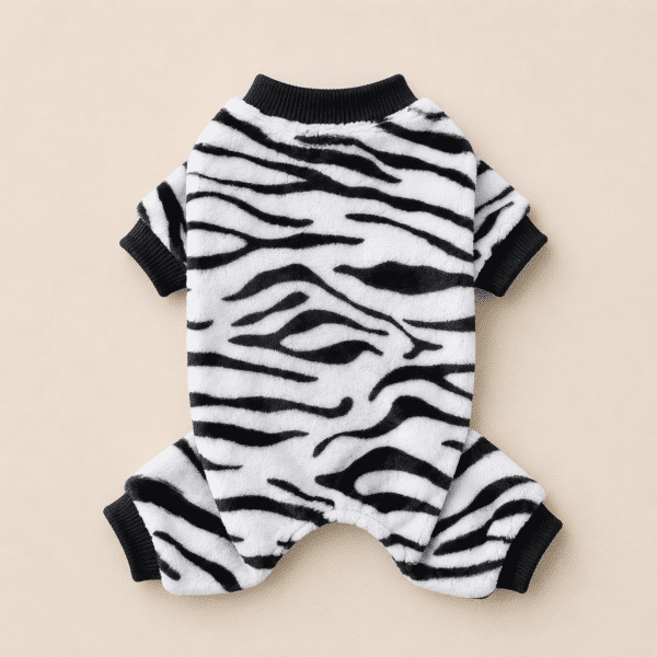 Pyjama pilou chihuahua zèbre blanc et noir