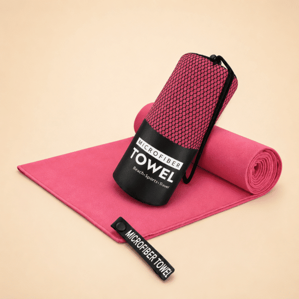 Serviette micro fibre petit chien rose
