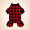 Pyjama pilou chihuahua à carreaux rouge et noir