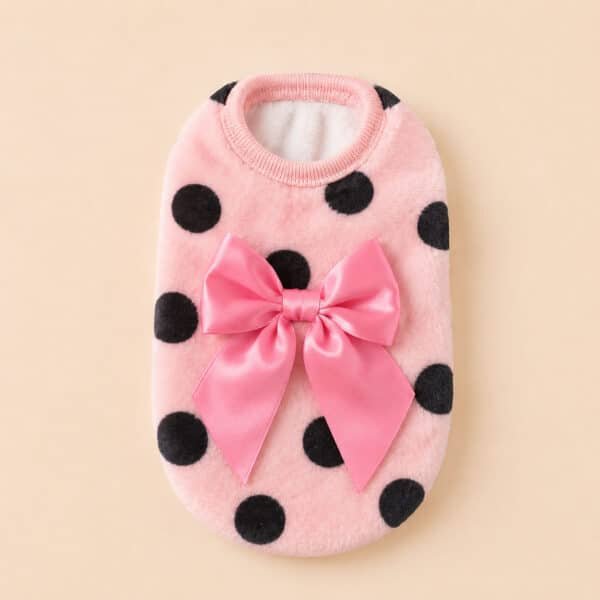 Pull à pois rose noeud rose chihuahua