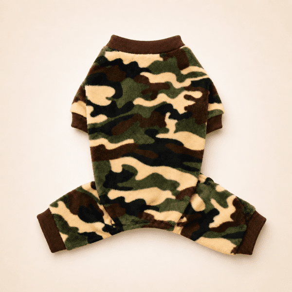 Pyjama pilou chihuahua militaire vert et marron