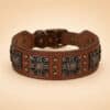 Collier en cuir marron violet chien