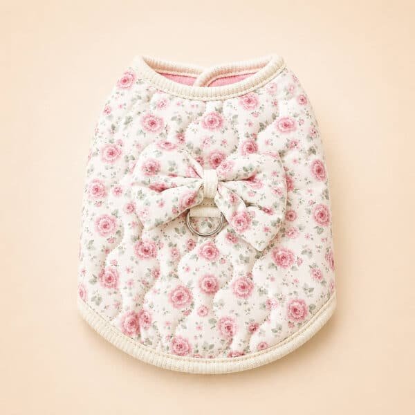 Pull blanc fleur rose petit chien