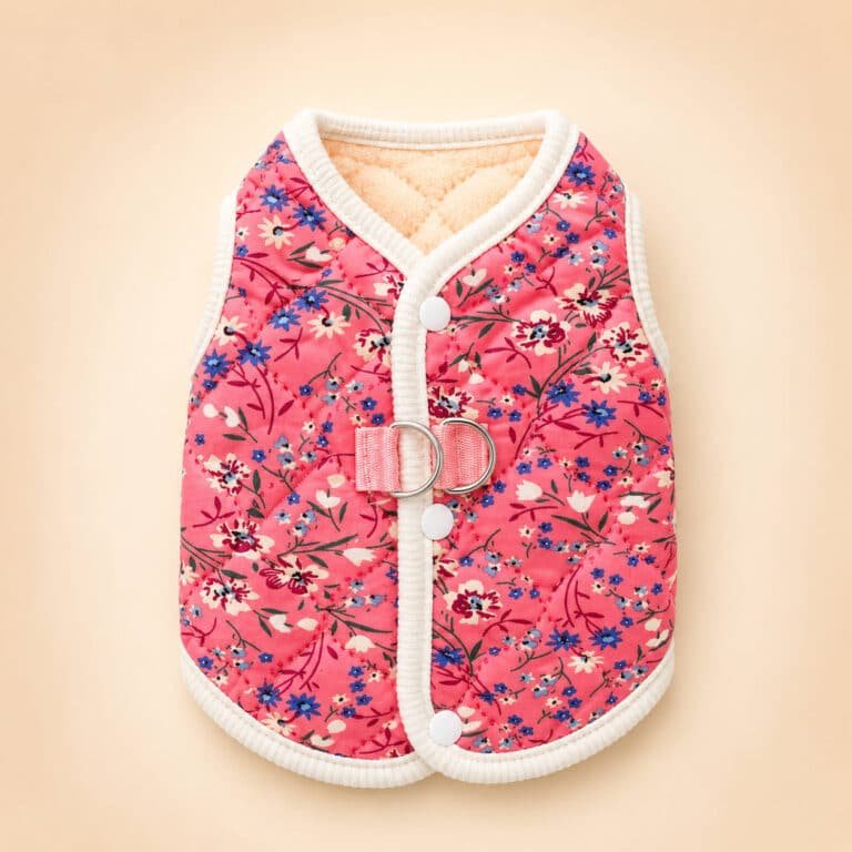 Pull Sans Manche Fleur Rose