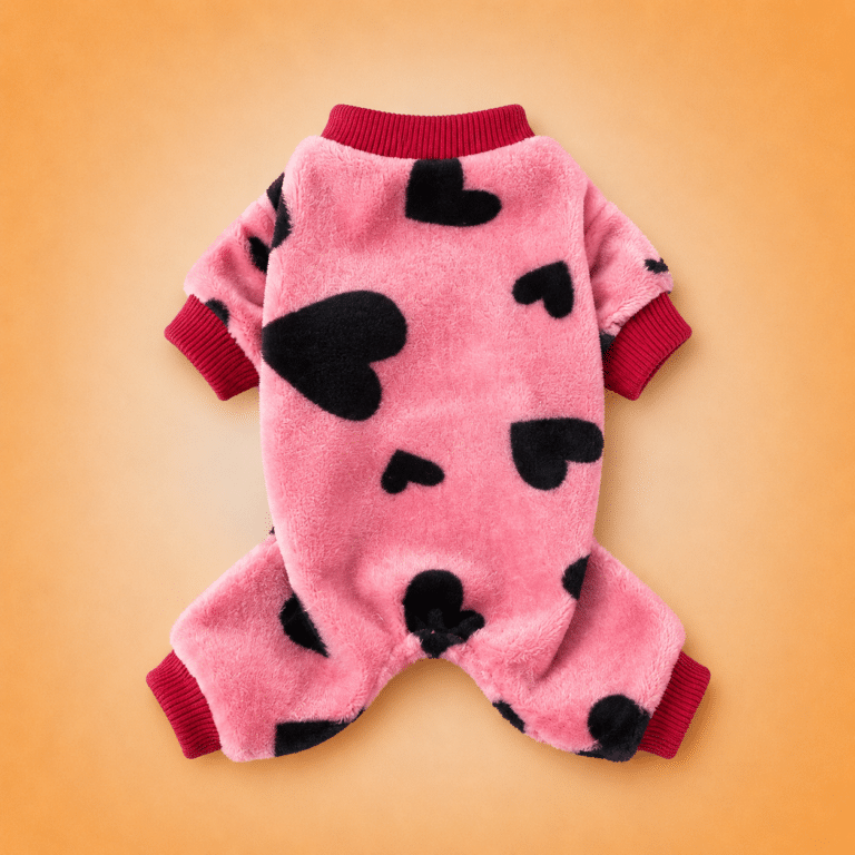 Pyjama pilou chihuahua coeur rose et noir