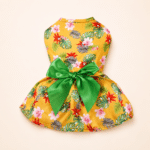 Robe chihuahua motif fleurs noeud vert