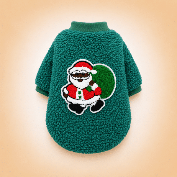 Pull pilou vert père noël chihuahua