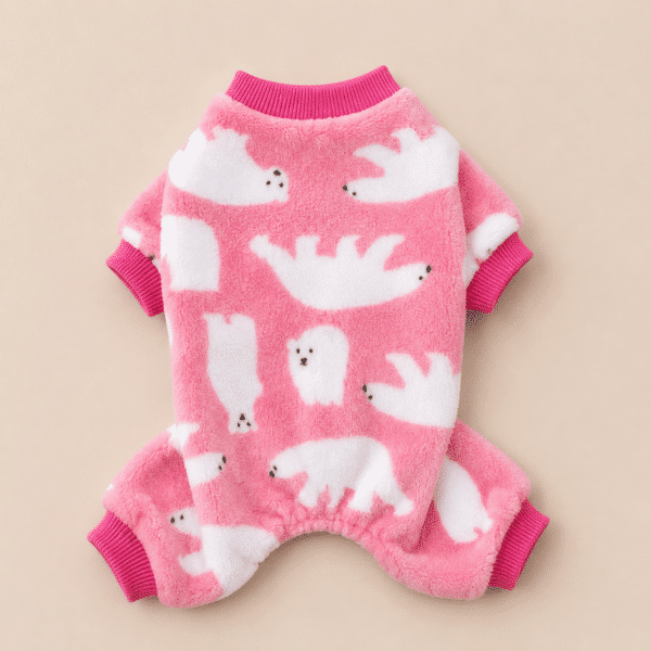 Pyjama pilou chihuahua ours rose et blanc