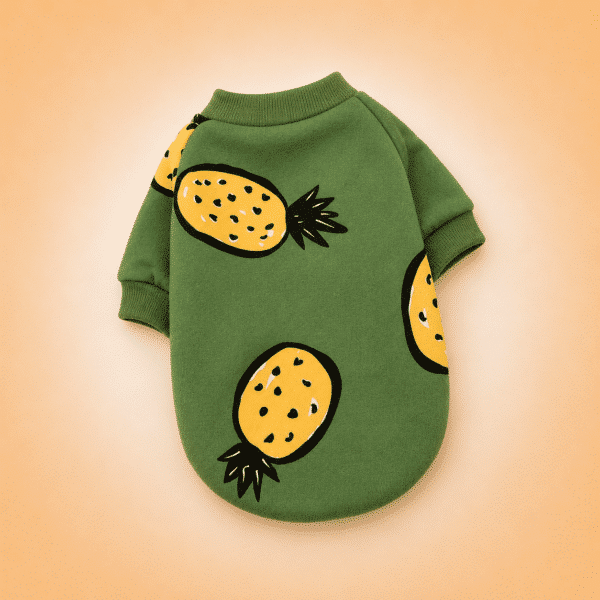 Pull ananas vert et jaune petit chien