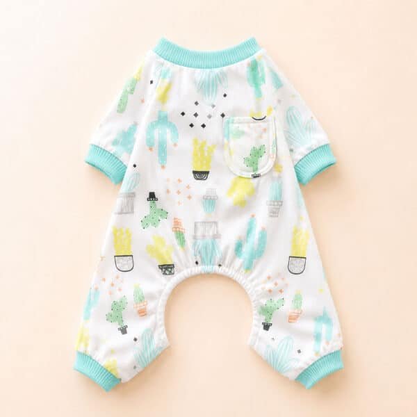 Pyjama pour chihuahua cactus jaune et turquoise