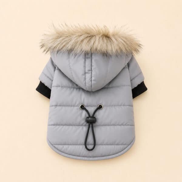 Manteau Chihuahua : Doudoune col fourrure grise