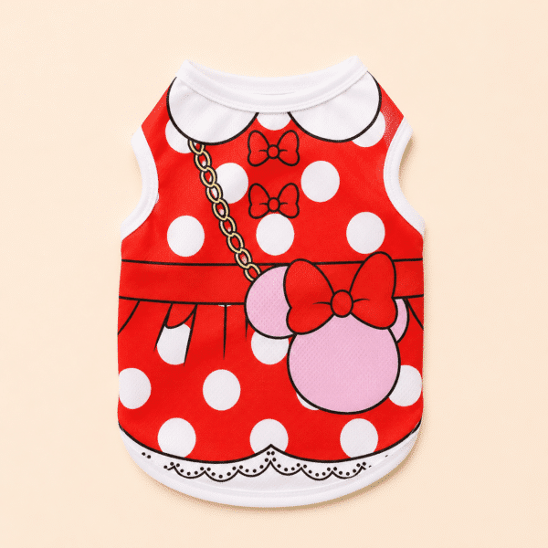 Gilet rouge pois blanc petit chien